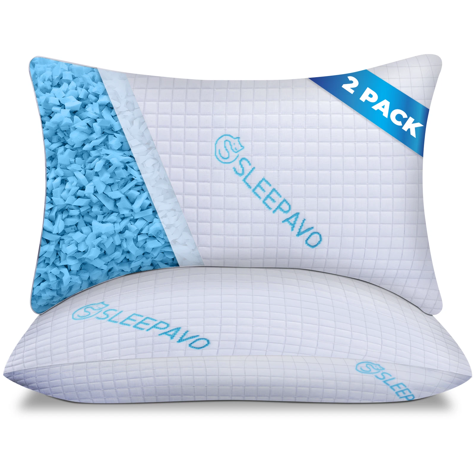 Queen Memory Foam Pillows 2 Pack Adjustable Coolin